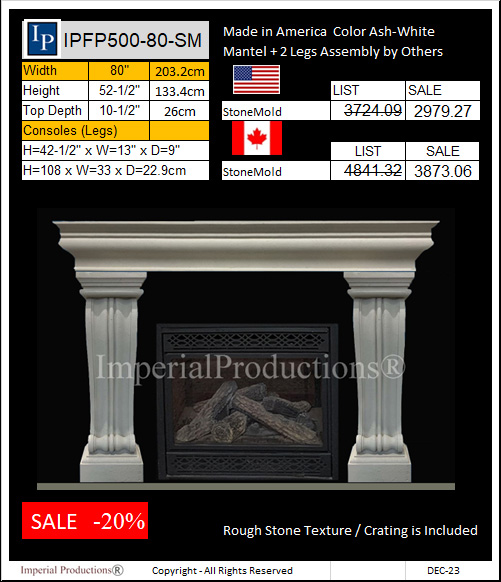 IPFP500-80 StoneMold Fireplace Mantel 