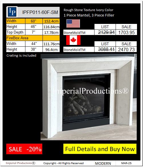 IPFP011-60F-SM StoneMold Mantel with Filler Modern Style 