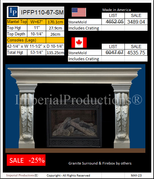 IPFP110-67 acanthus style mantel