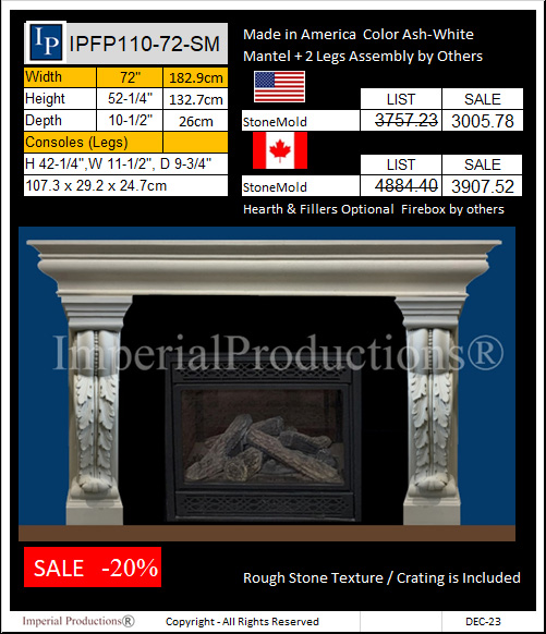 IPFP110-72-SM fireplace mantel Acanthus Style