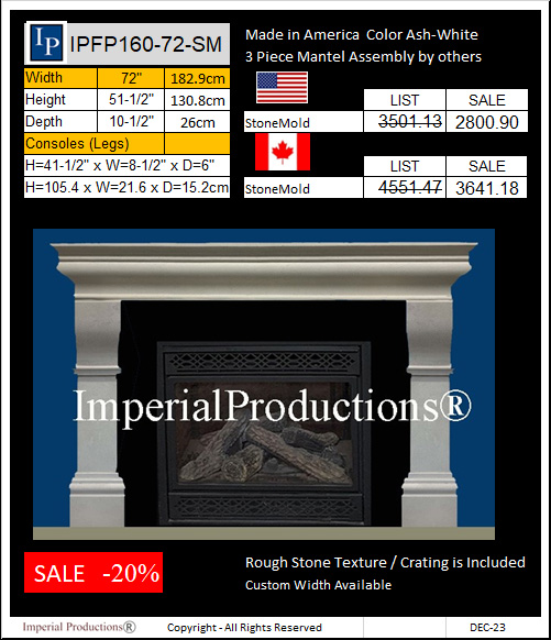 IPFP160-72 Doric Style Fireplace Mantel